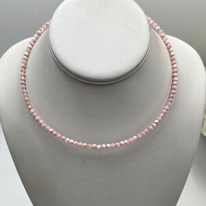 Barse 925 Sterling Silver Genuine Pink Opal Round Bead Boho Necklace Handcrafted